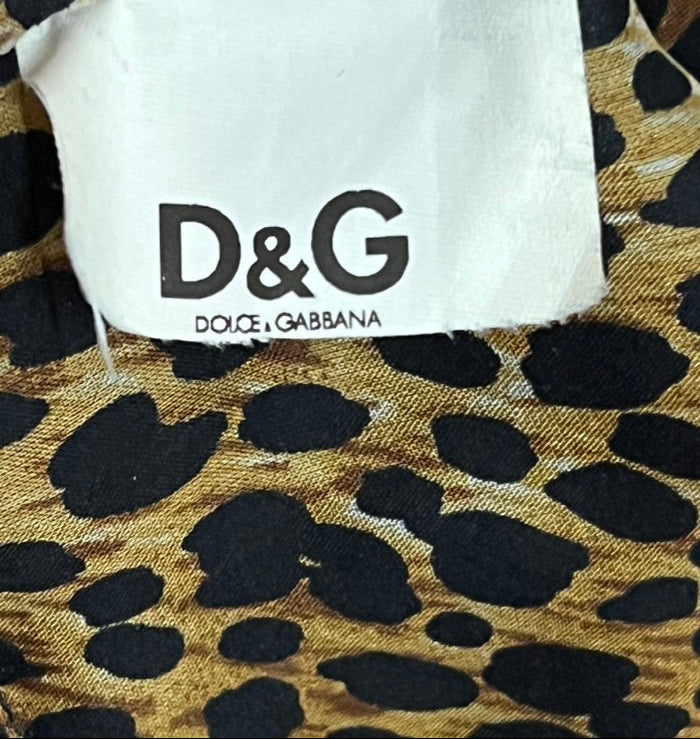 Vintage Y2K Authentic Dolce & Gabbana Leopard Print V-Neck Peplum
