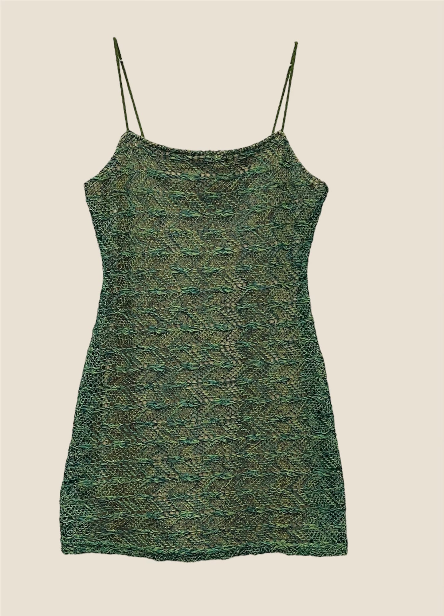 Vintage 1990s Beachy Spaghetti Strap Woven Mini Dress