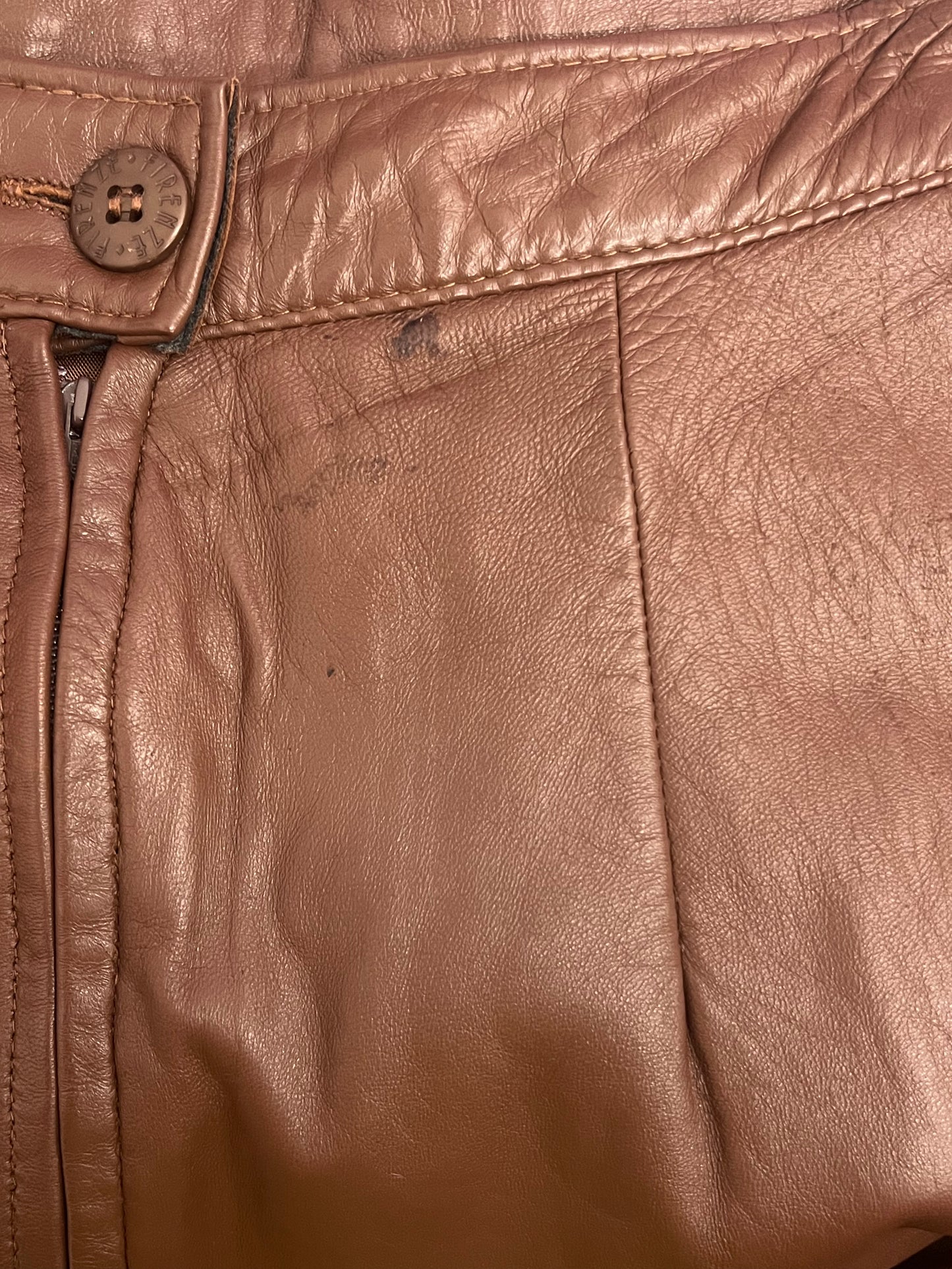 Vintage Soft Leather Midi Pencil Skirt