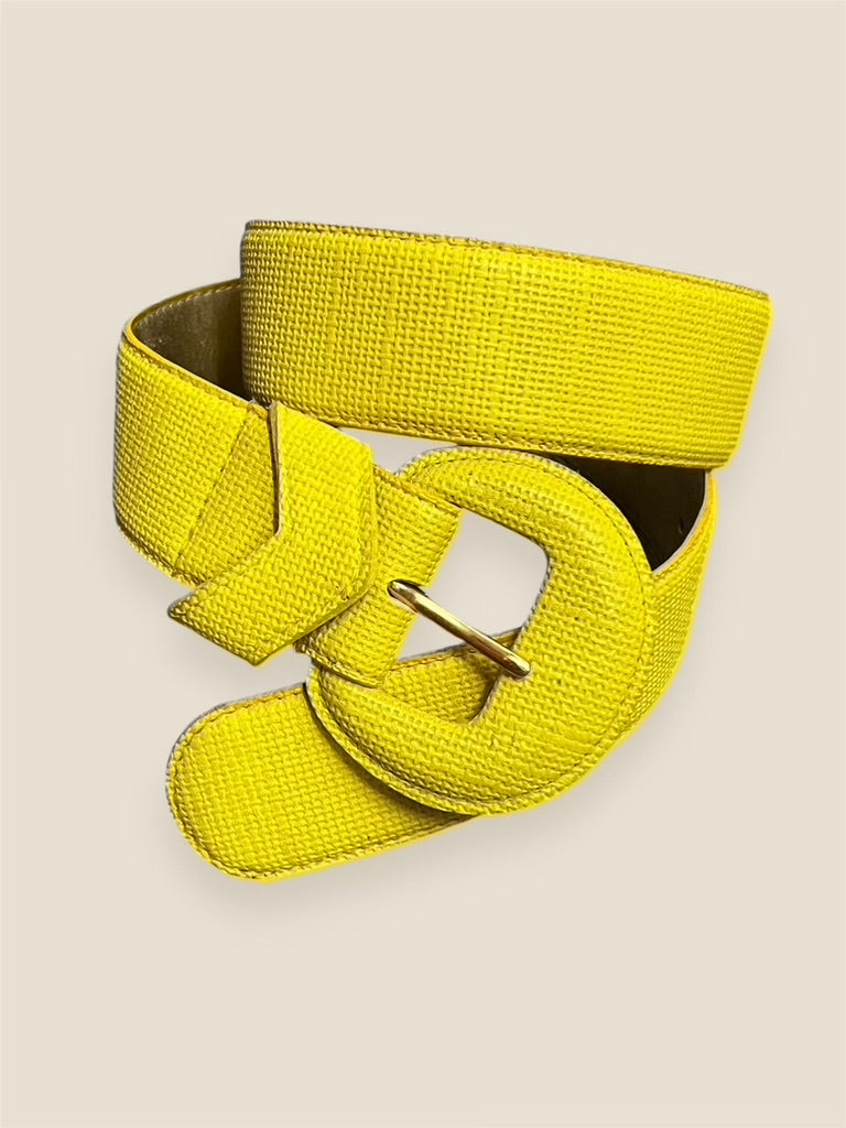 Vintage Bright Yellow Faux Leather Belt
