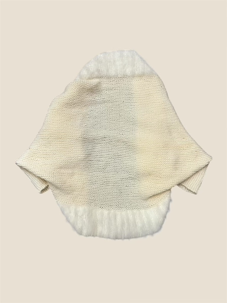 Vintage Cream Angora Collar Cardigan