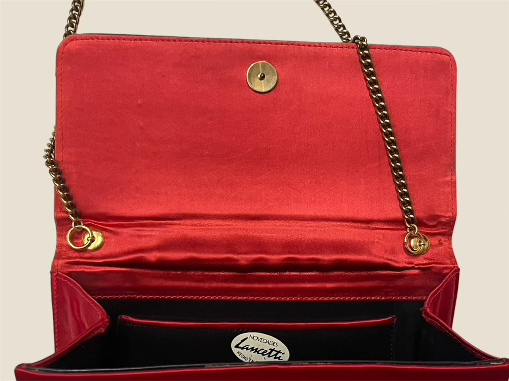 Upgraded Vintage Red Satin Evening Bag