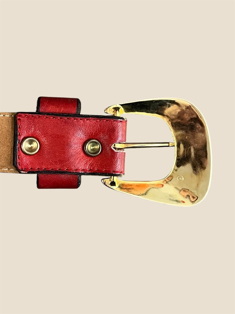 Vintage Red Leather Belt