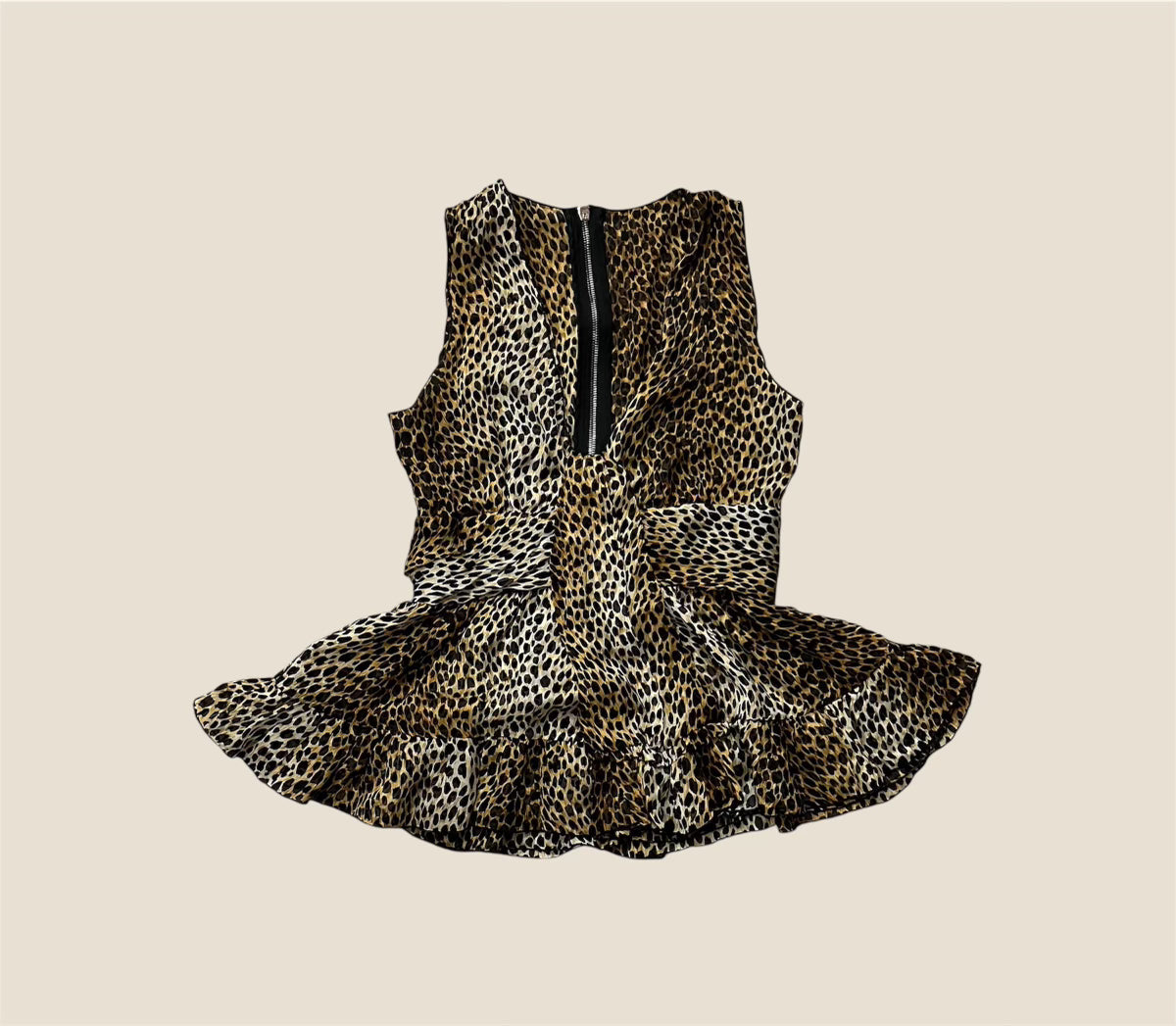Vintage Y2K Authentic Dolce & Gabbana Leopard Print V-Neck Peplum