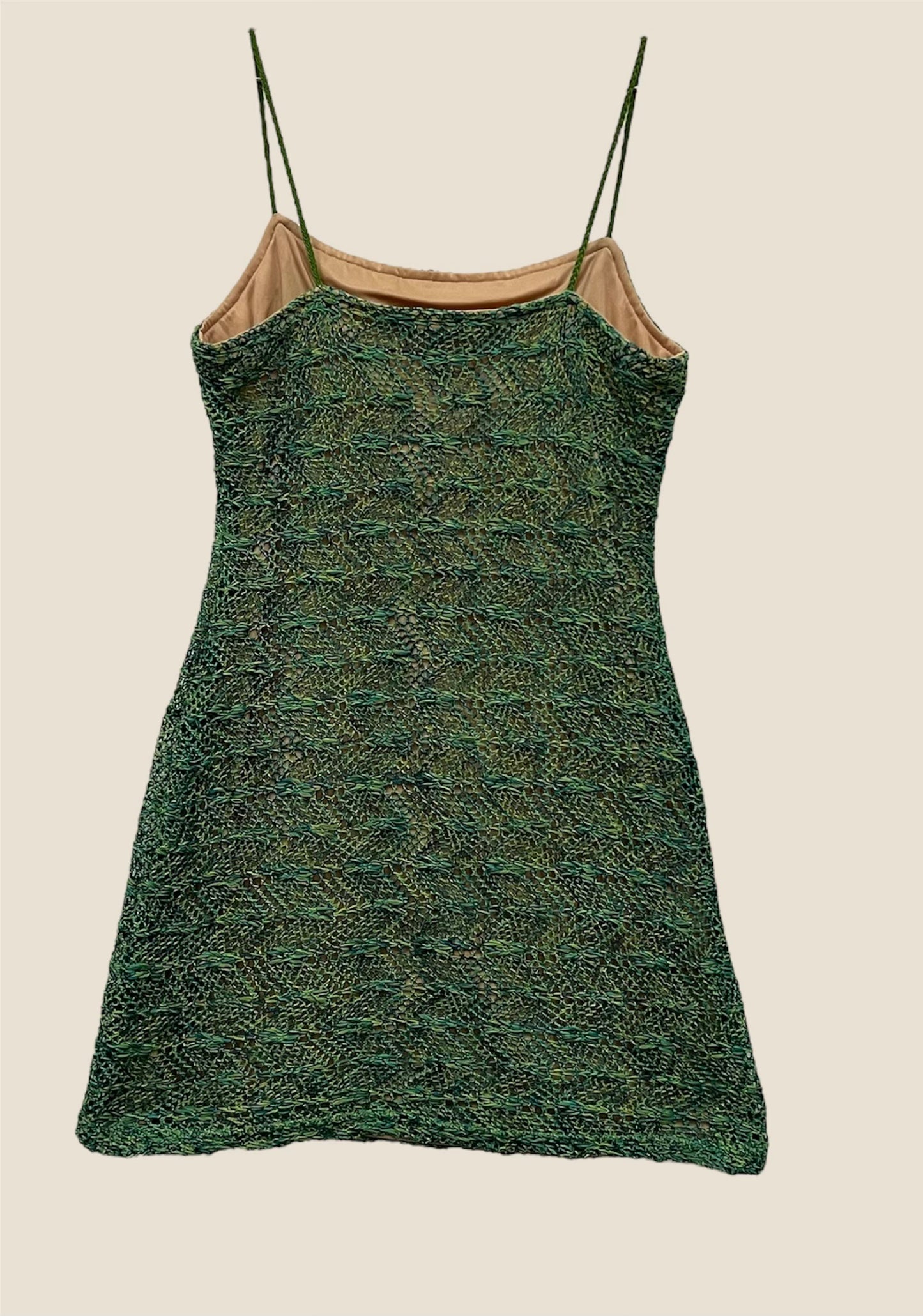 Vintage 1990s Beachy Spaghetti Strap Woven Mini Dress