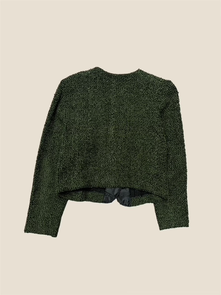 Vintage Retro 1980s Knitted Button Up Jacket 1601