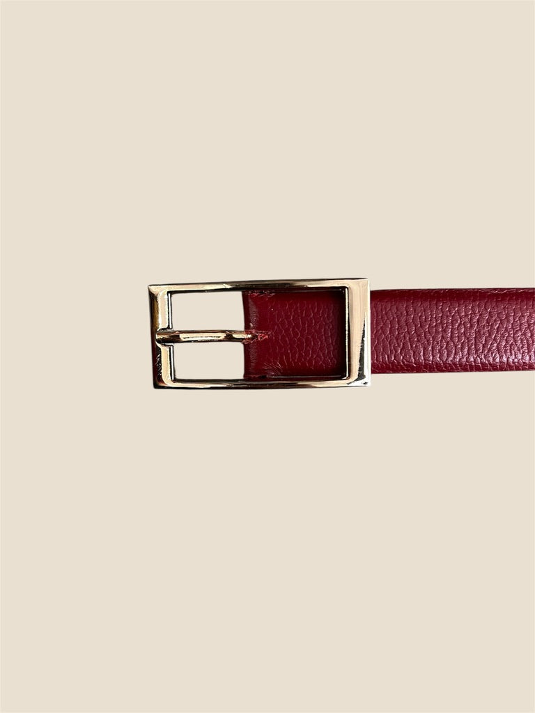 Vintage Burgundy Red Leather Belt