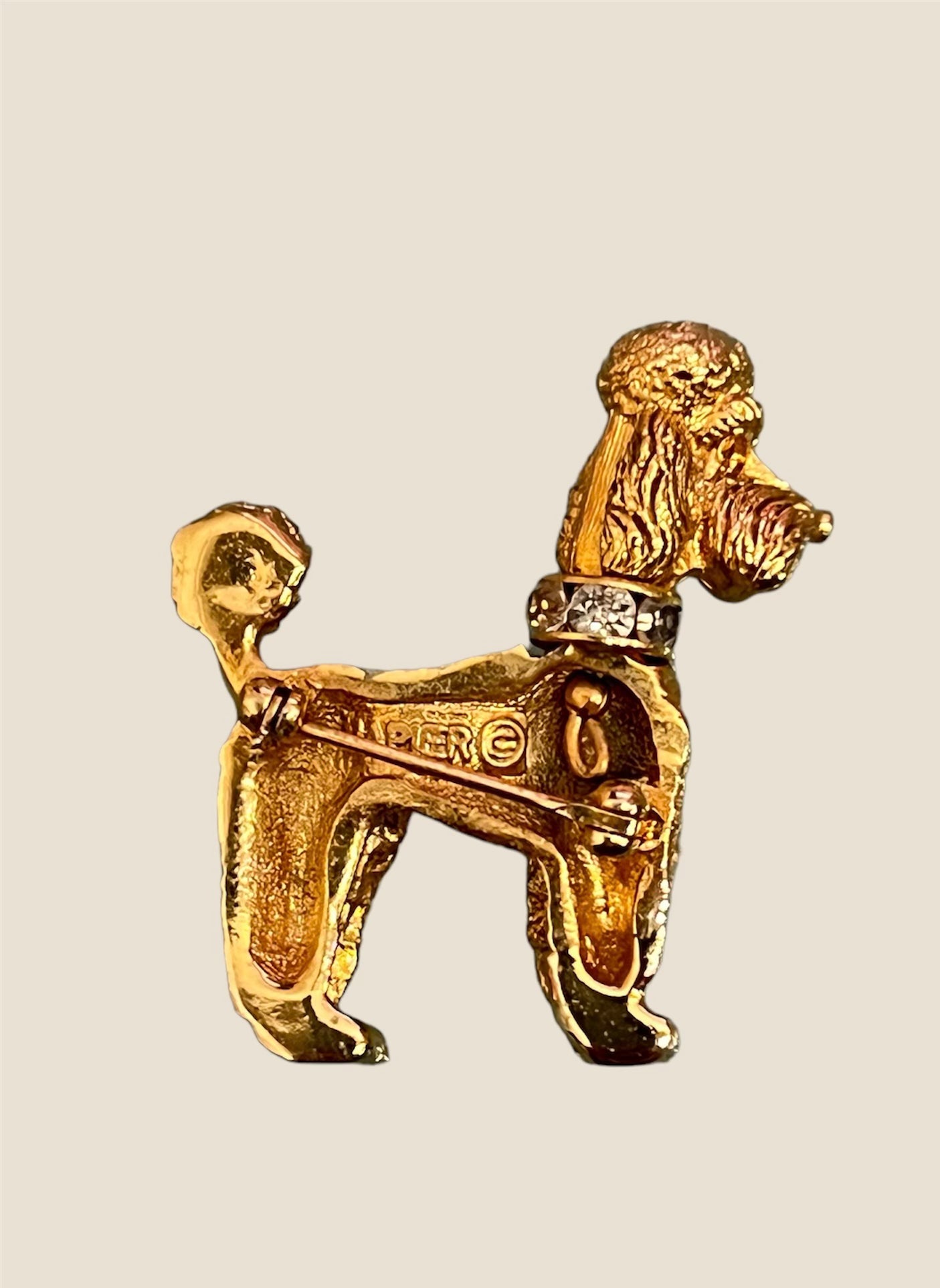 Vintage Napier Gold Tone Poodle Brooch