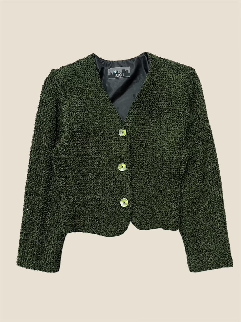 Vintage Retro 1980s Knitted Button Up Jacket 1601
