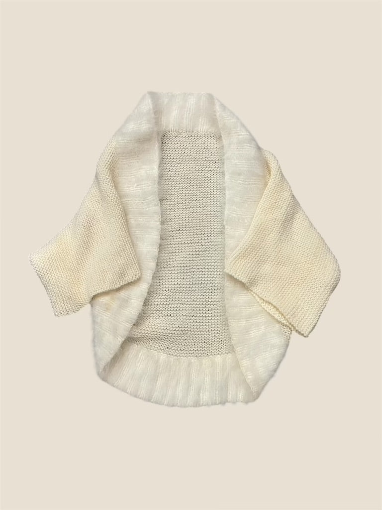Vintage Cream Angora Collar Cardigan