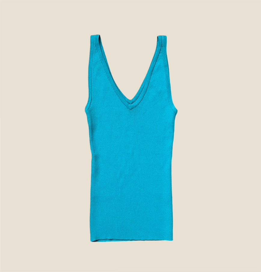 Y2K Vintage Aqua Blue Knit Top
