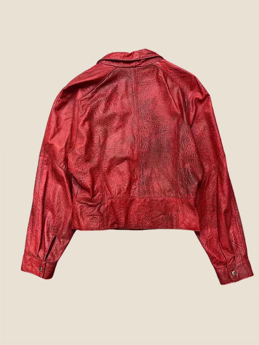 Vintage Retro 1980s Red Leather Jacket