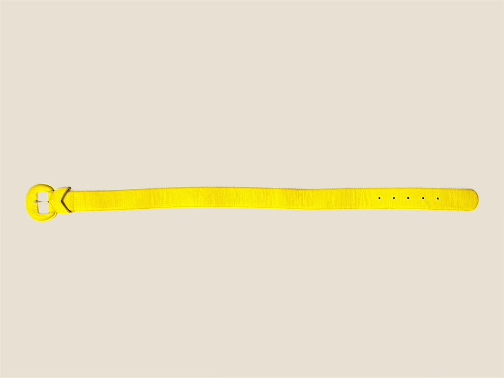 Vintage Bright Yellow Faux Leather Belt