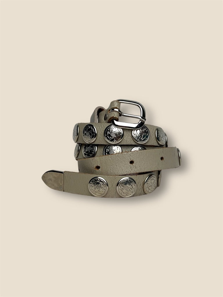 Vintage Gray Leather Studded Belt