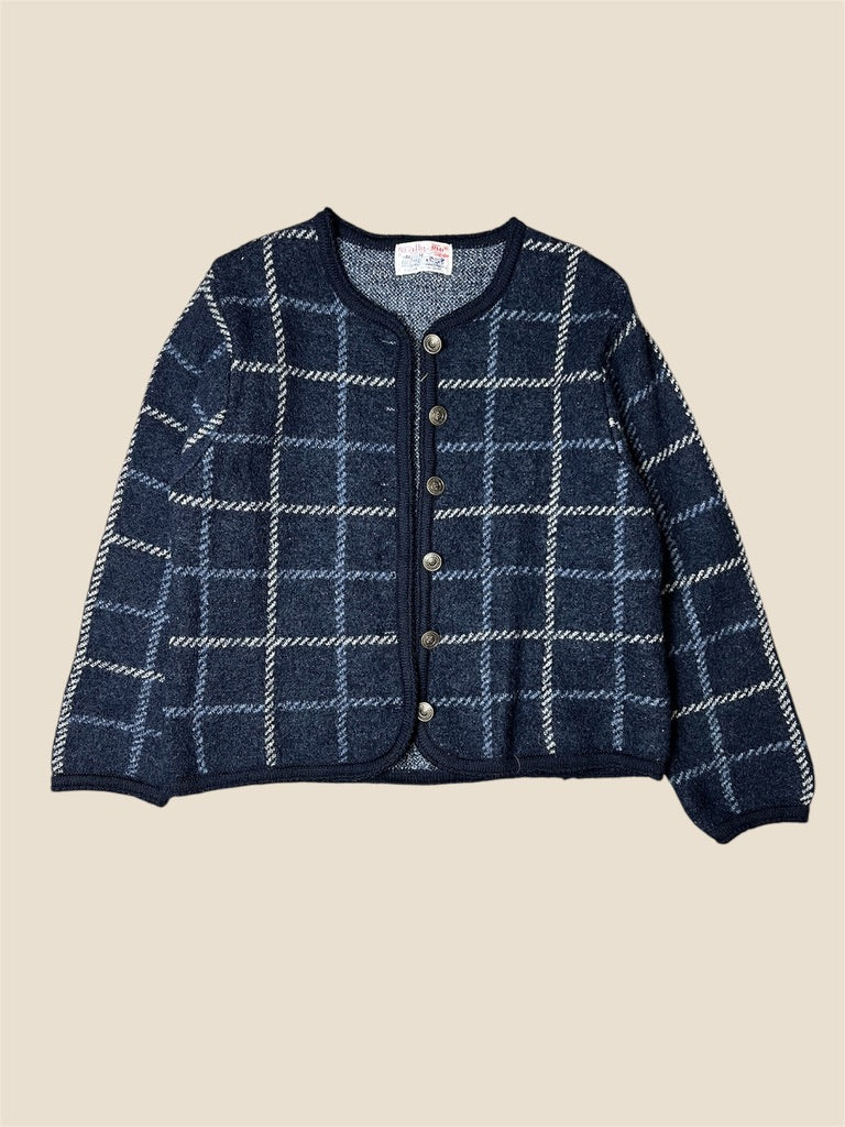 Retro 80s Tally-Ho Wool Knit Cardigan