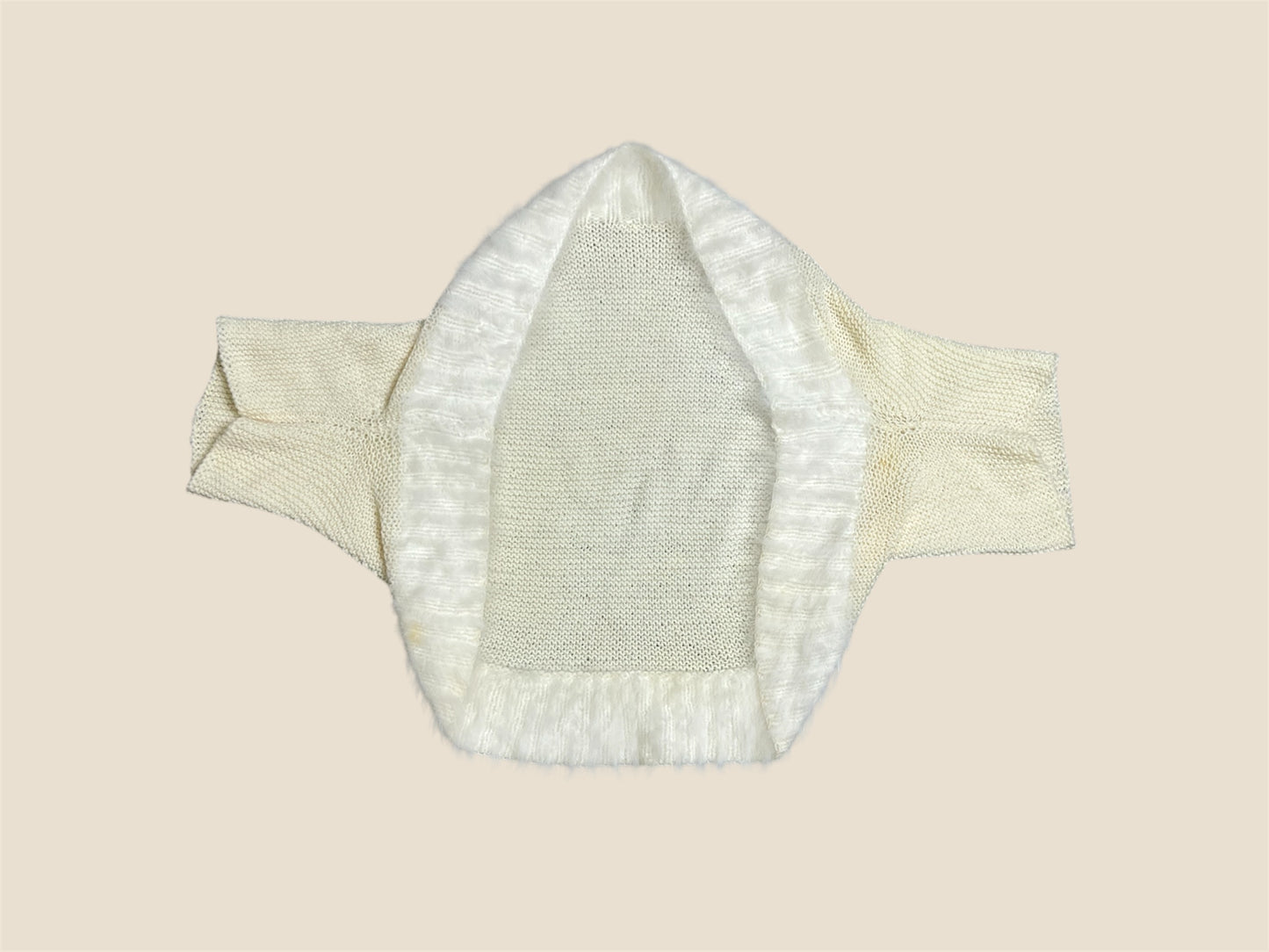 Vintage Cream Angora Collar Cardigan