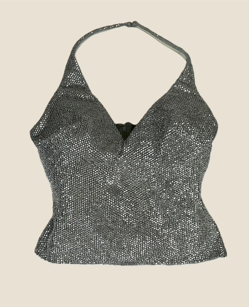 Vintage La Perka Ritmo Di La Perla Sequin Halter Top