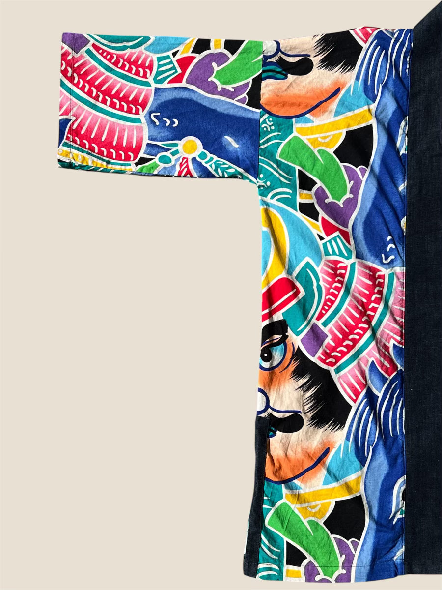 Vintage Matsuri Festival Coat With Samurai Motif