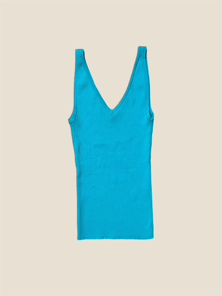 Y2K Vintage Aqua Blue Knit Top