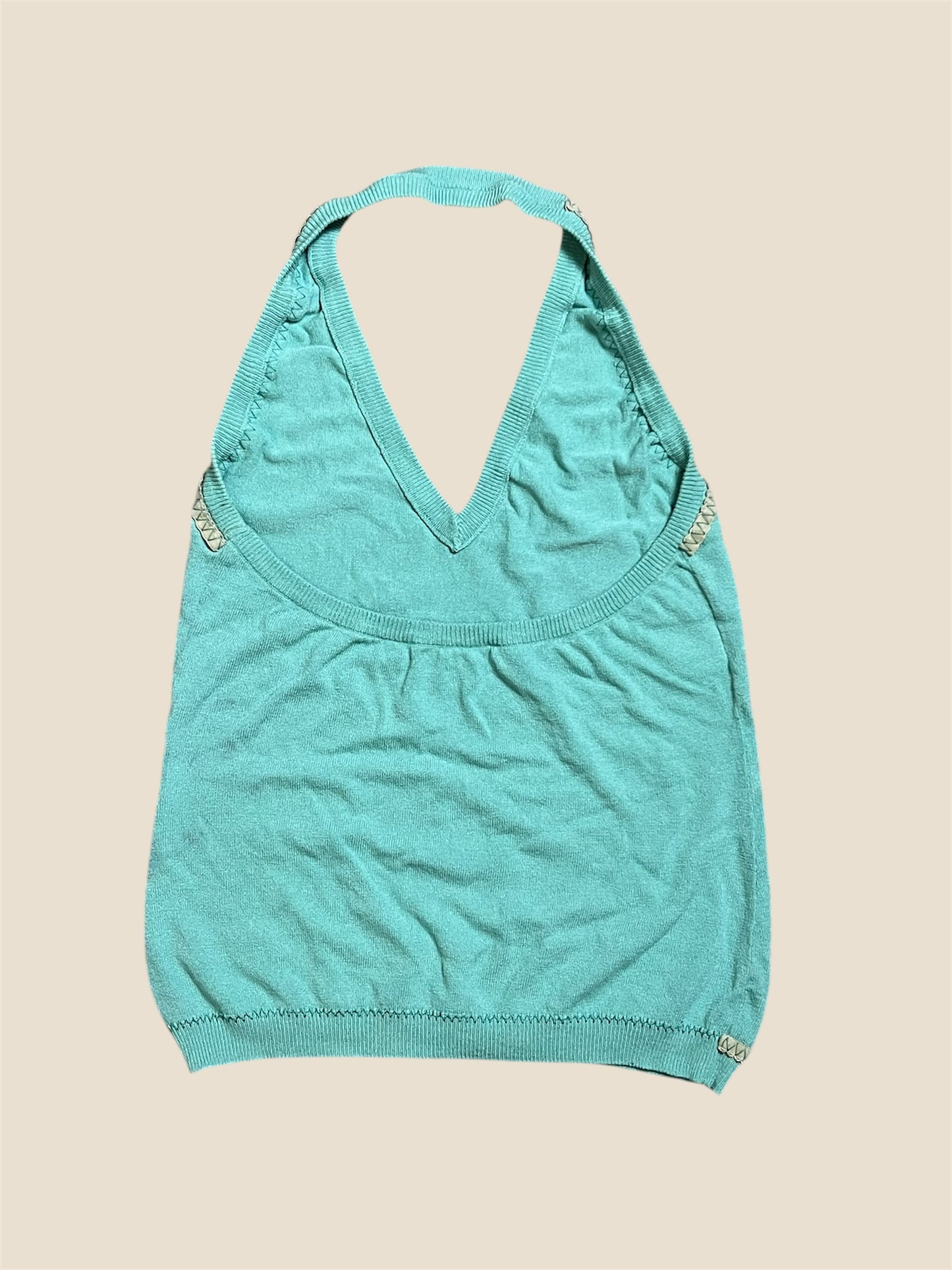 Vintage Y2K Moschino Cheap & Chic Teal Knit Halter Top