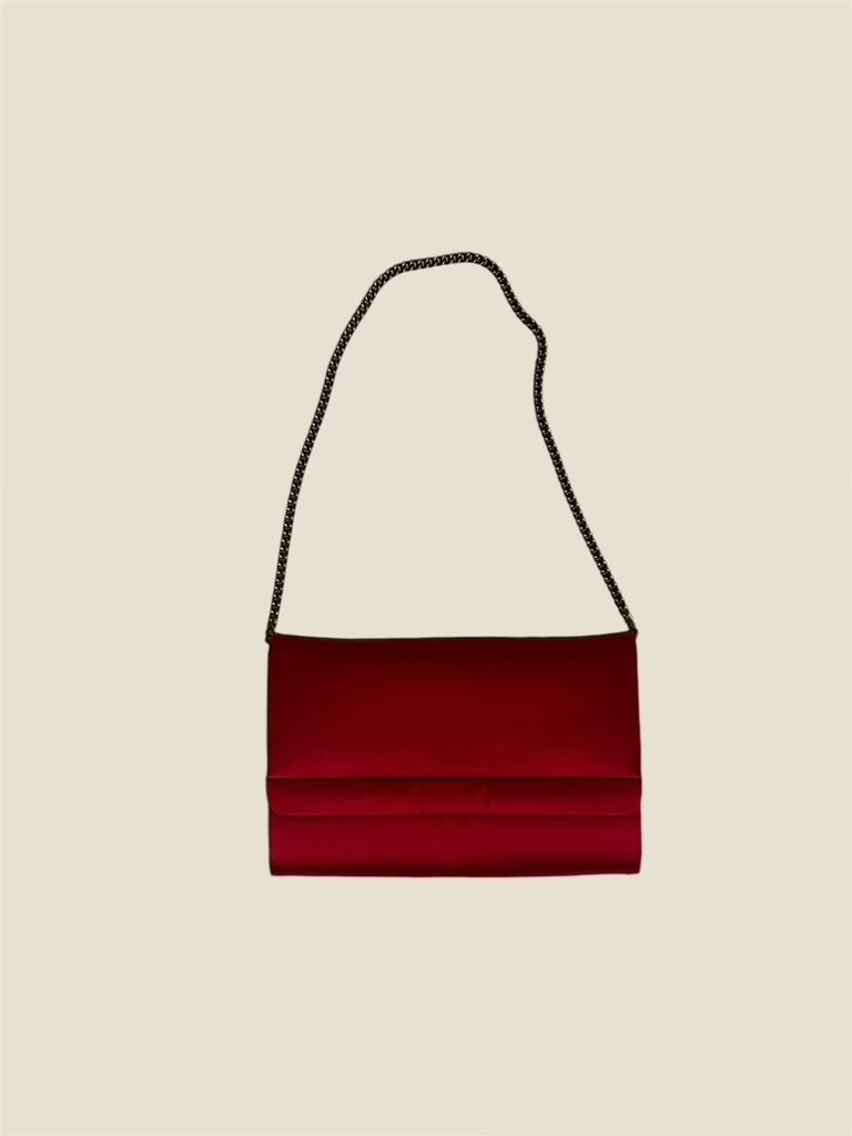 Upgraded Vintage Red Satin Evening Bag