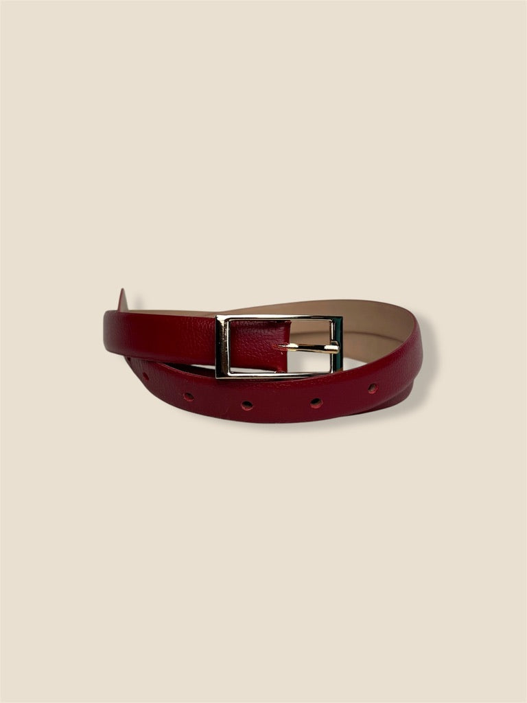 Vintage Burgundy Red Leather Belt