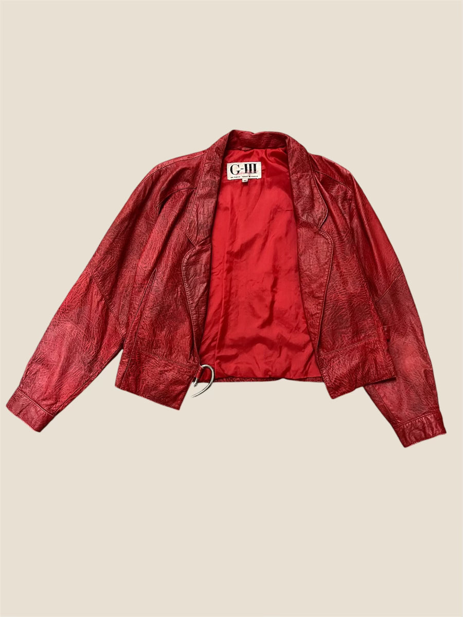 Vintage Retro 1980s Red Leather Jacket