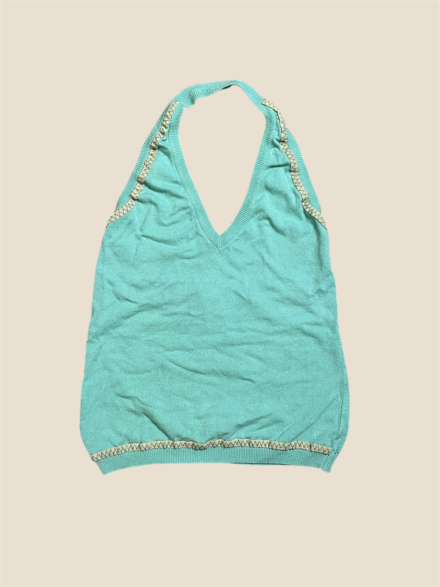 Vintage Y2K Moschino Cheap & Chic Teal Knit Halter Top