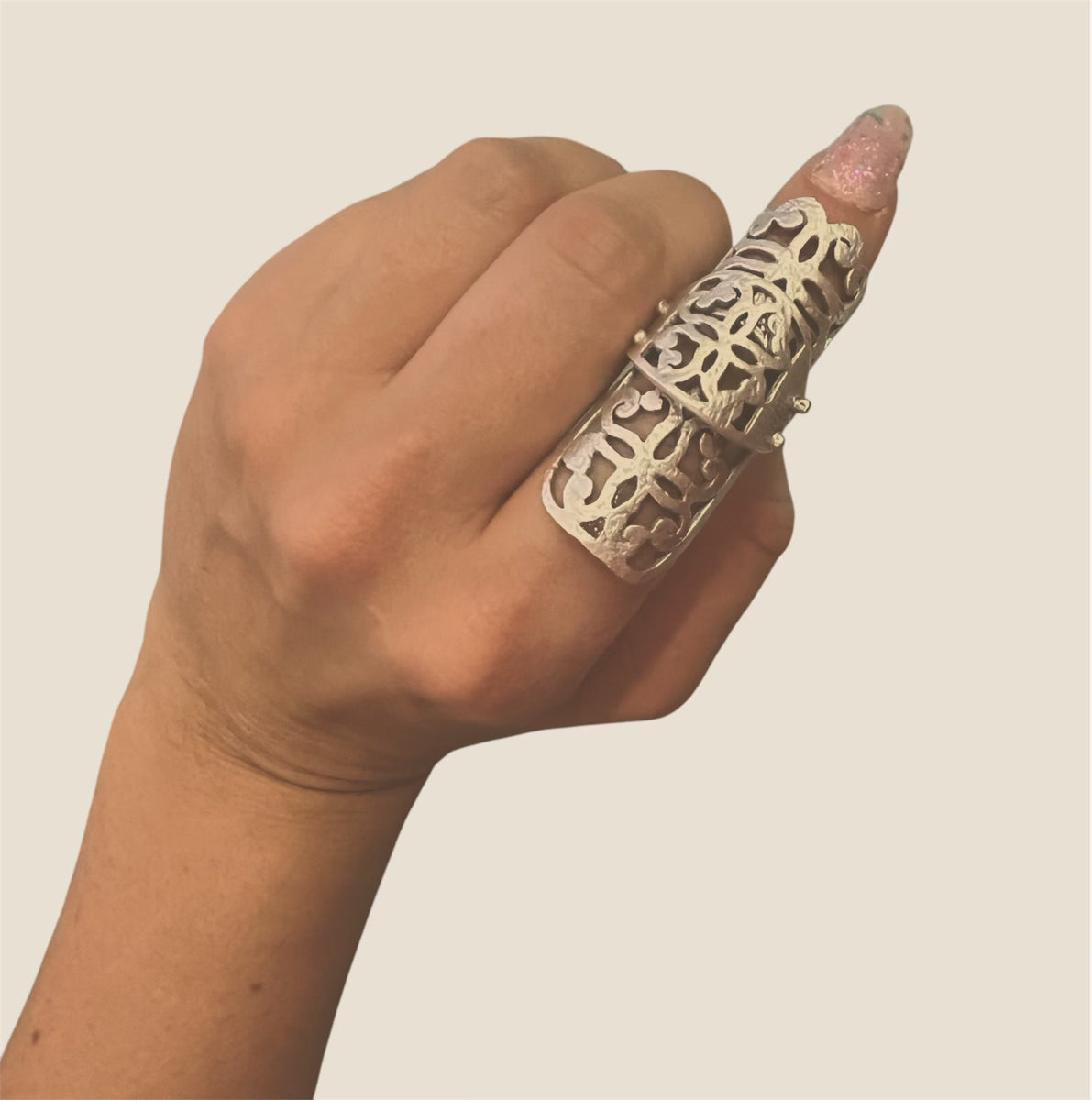 Full Finger Armor Ring in Silver