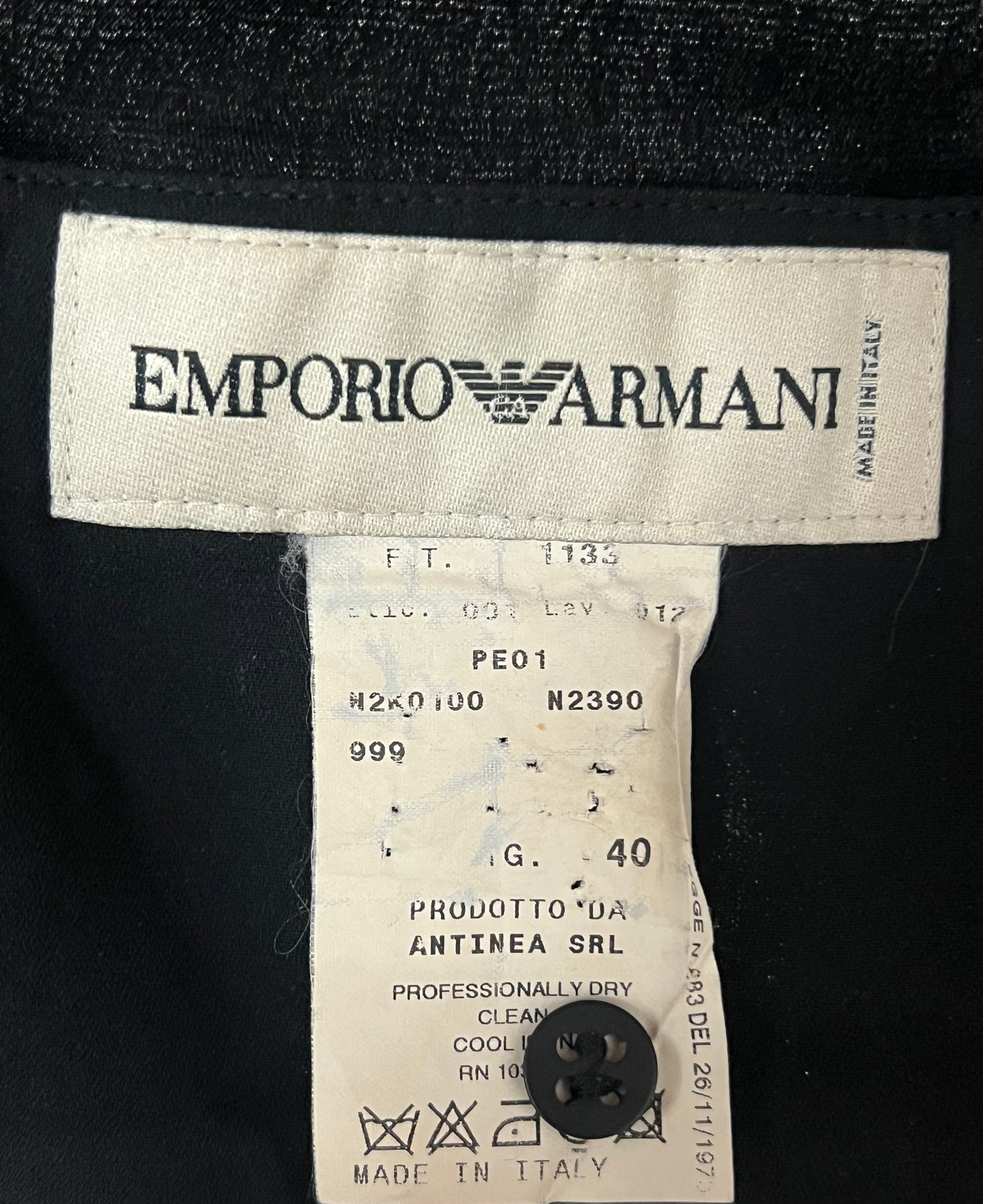Vintage Y2K S/S 2001 Emporio Armani Black Tube Top