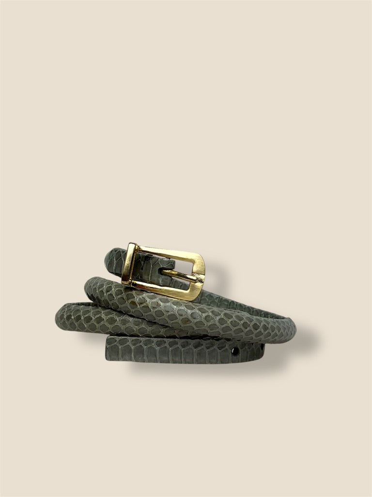 Vintage DVF Thin Grey Snake Skin Belt