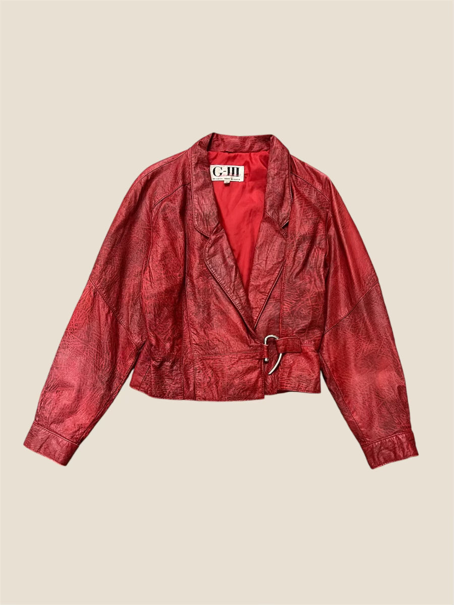 Vintage Retro 1980s Red Leather Jacket