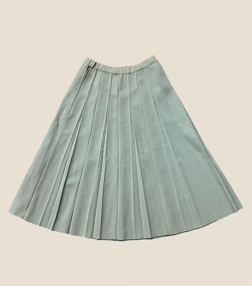 Vintage Wool Muted Blue Midi Skirt