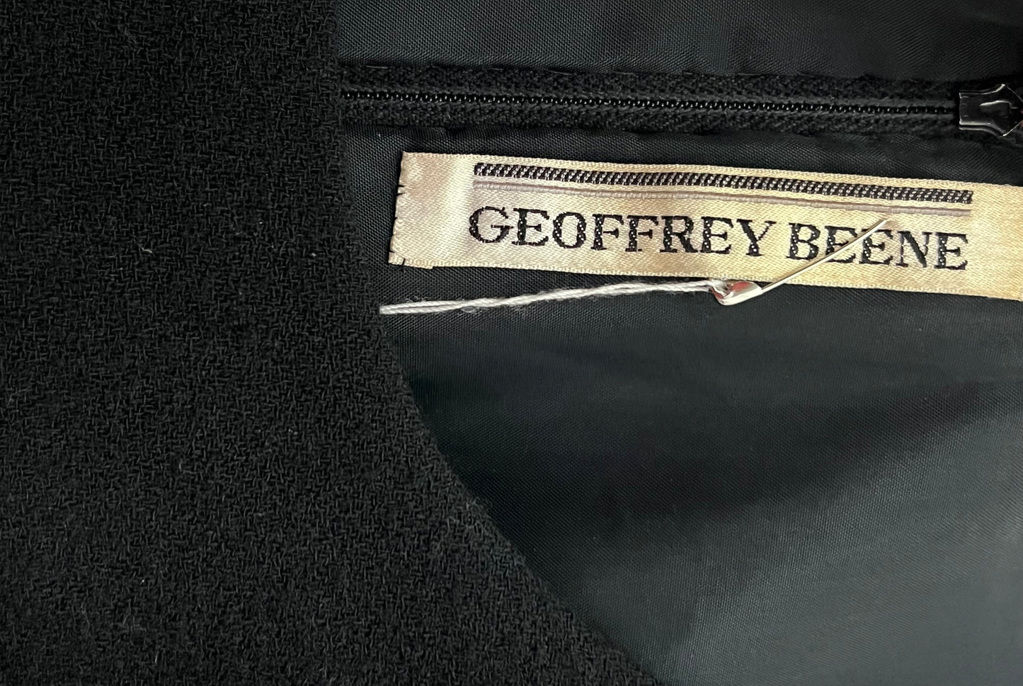 Vintage 1967 Geoffrey Beene Black Wool & Feather Cocktail Dress