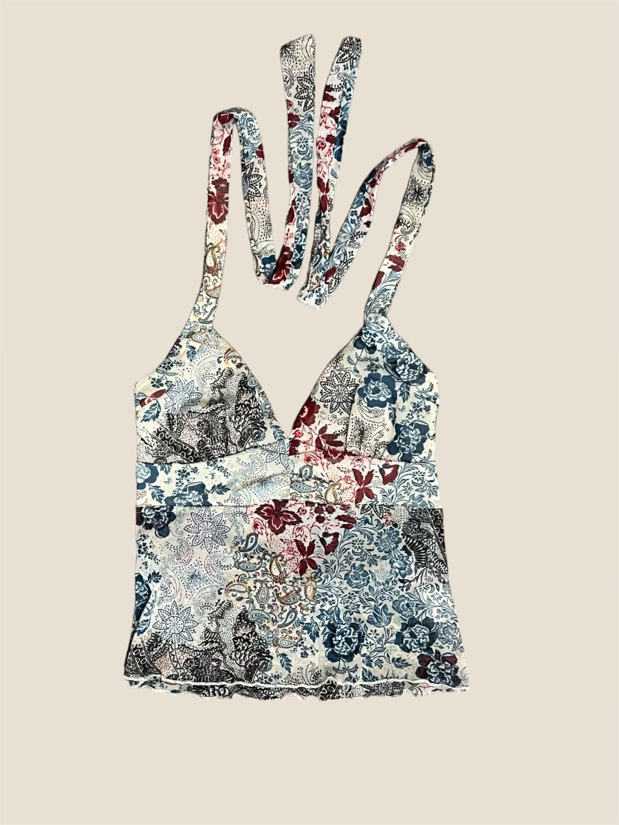 Vintage Y2K Floral Halter Top