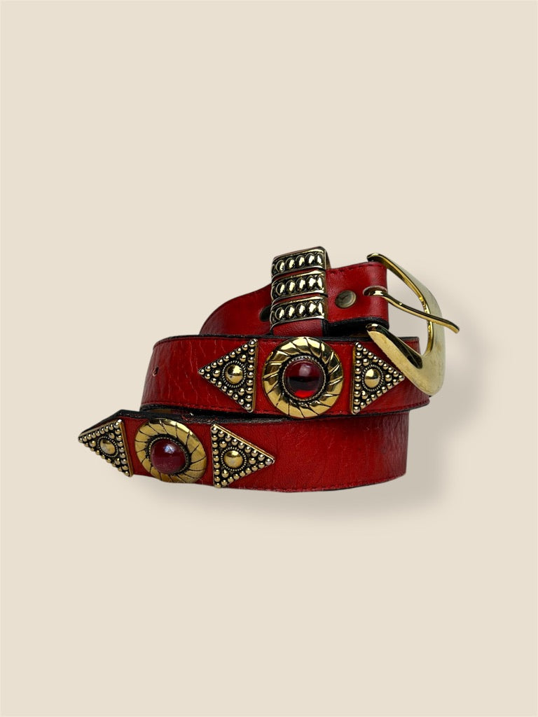 Vintage Red Leather Belt