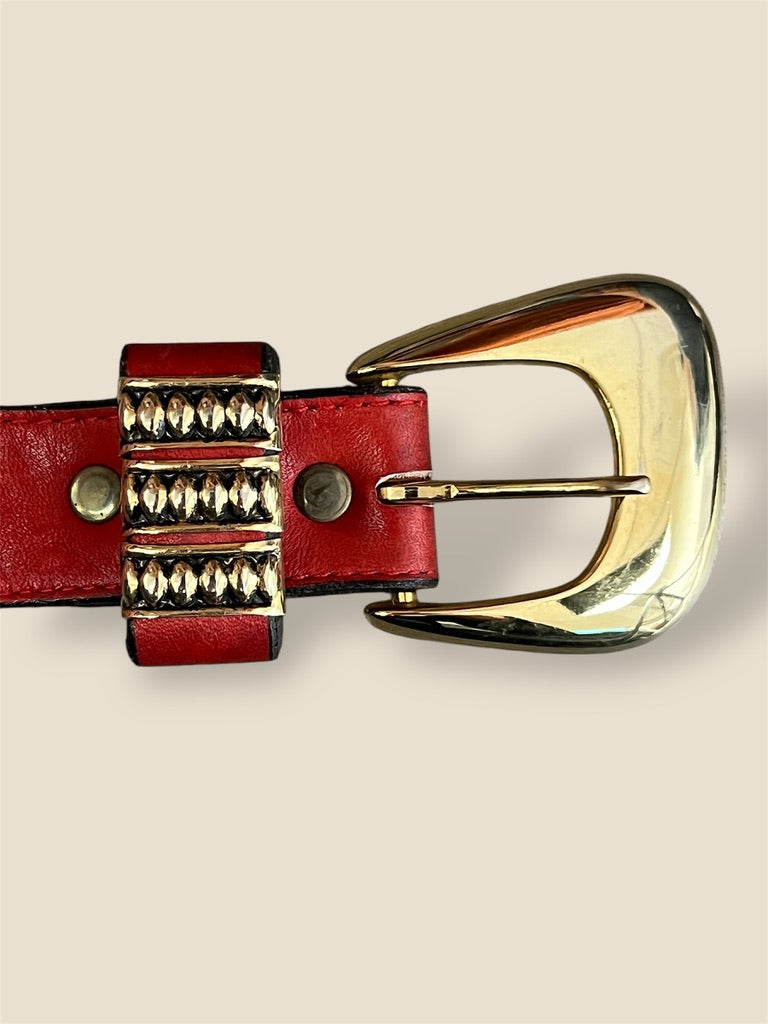 Vintage Red Leather Belt