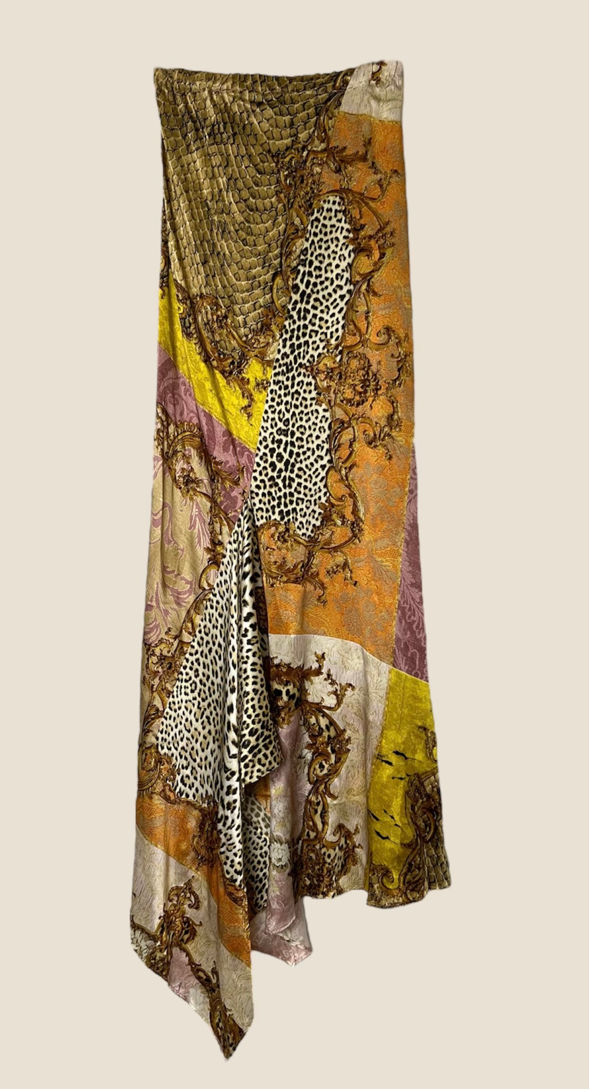 Vintage Y2K 2004 Roberto Cavalli Animal Print Silk Maxi Skirt