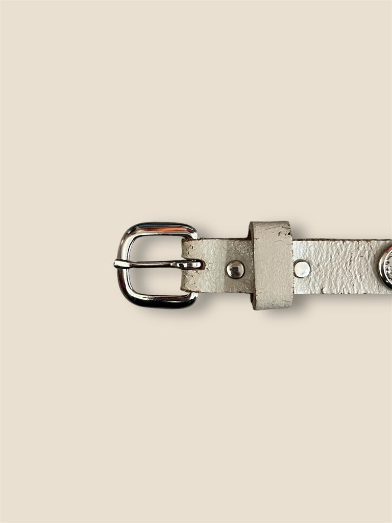 Vintage Gray Leather Studded Belt