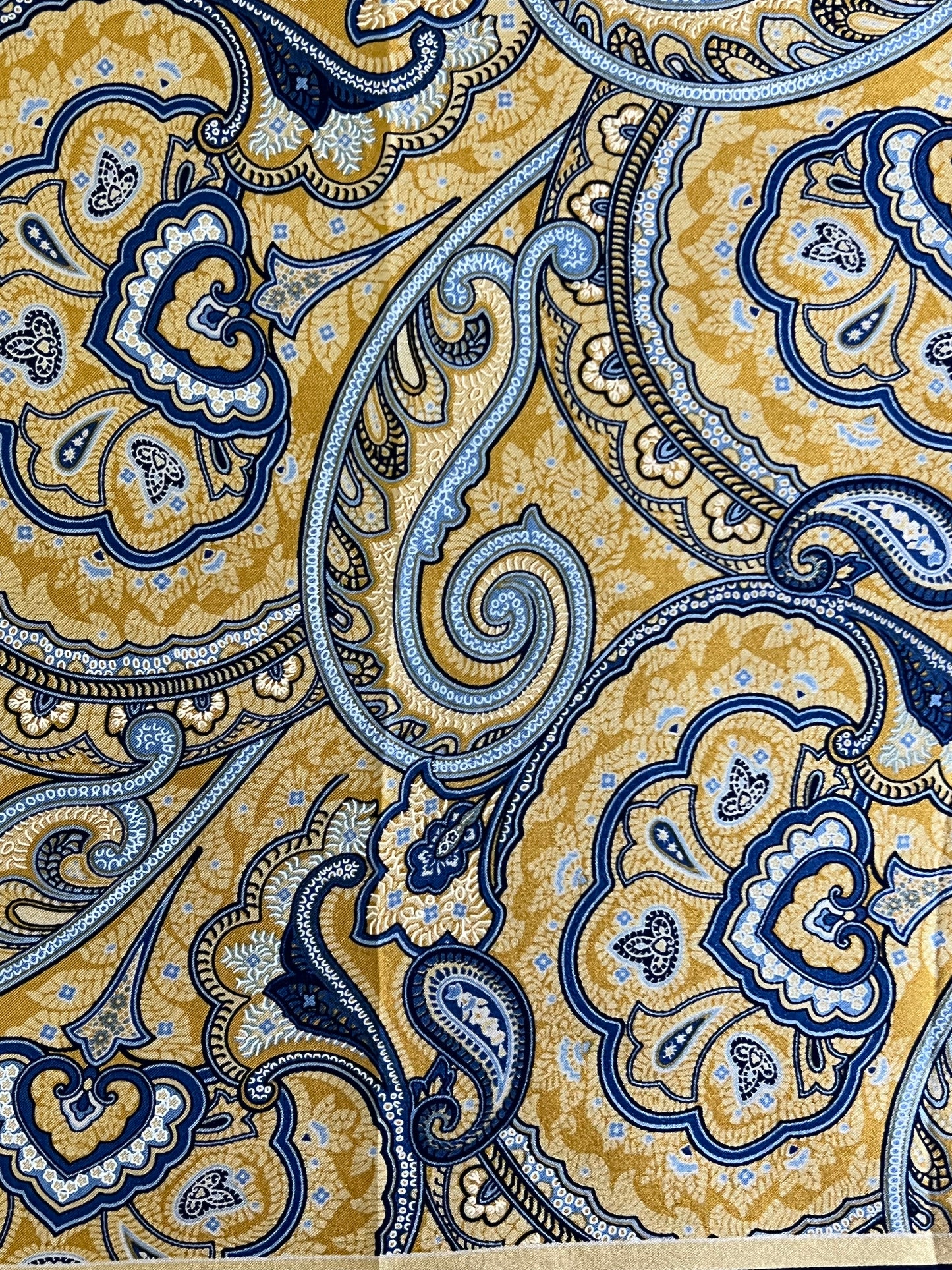 Blue and Yellow Paisley Silk Scarf
