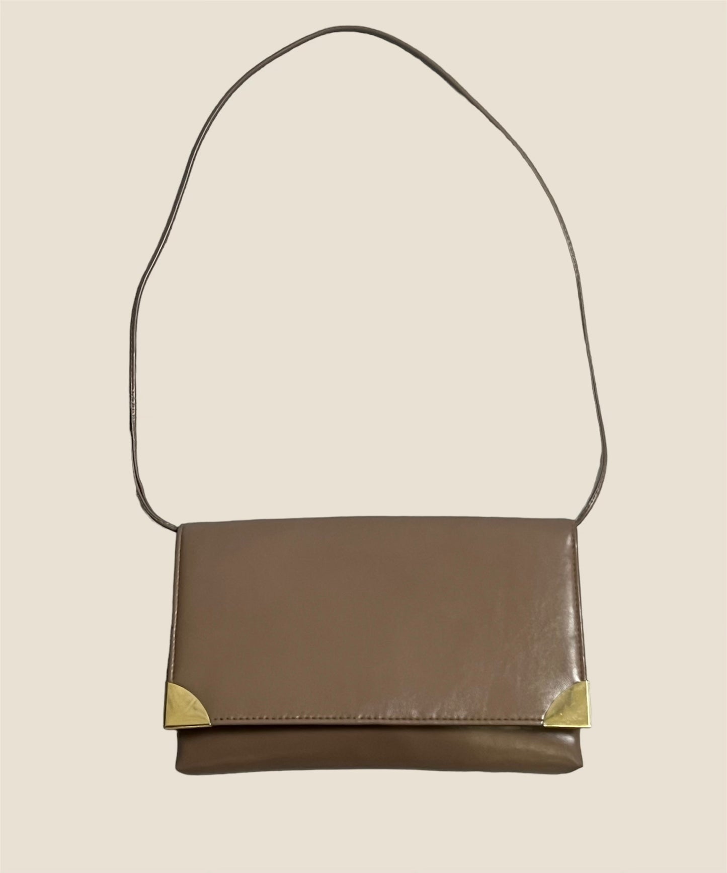 Vintage Beige Leather Shoulder Bag