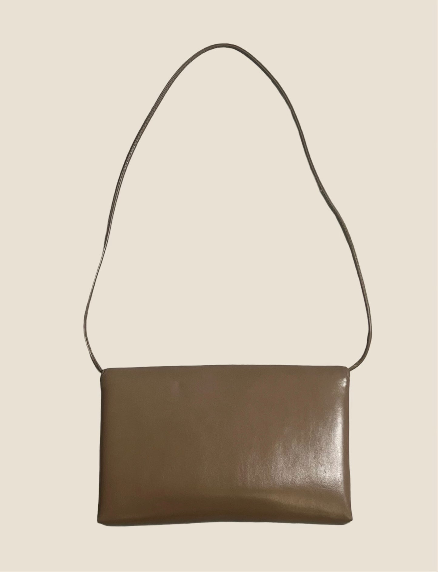 Vintage Beige Leather Shoulder Bag