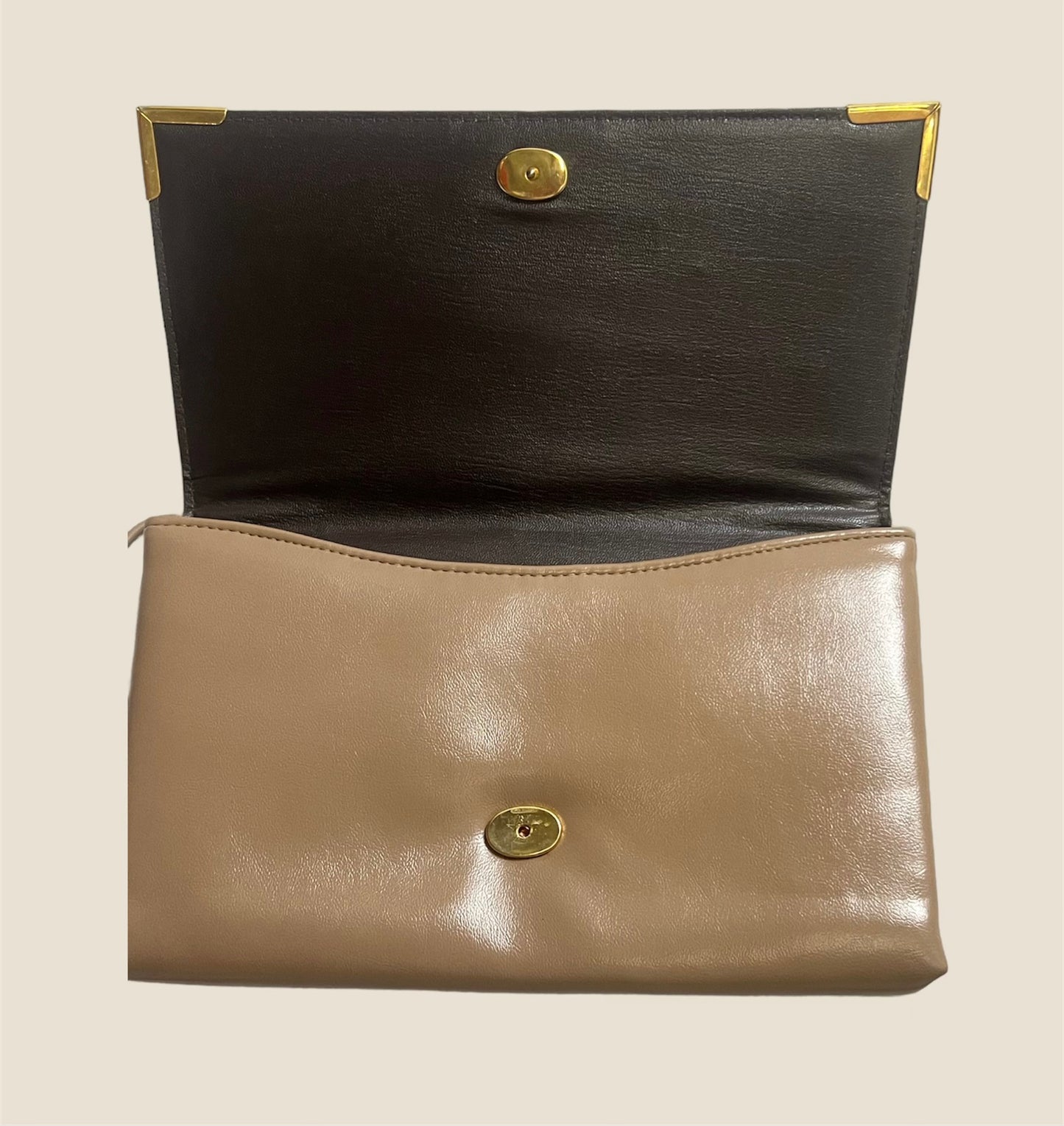 Vintage Beige Leather Shoulder Bag