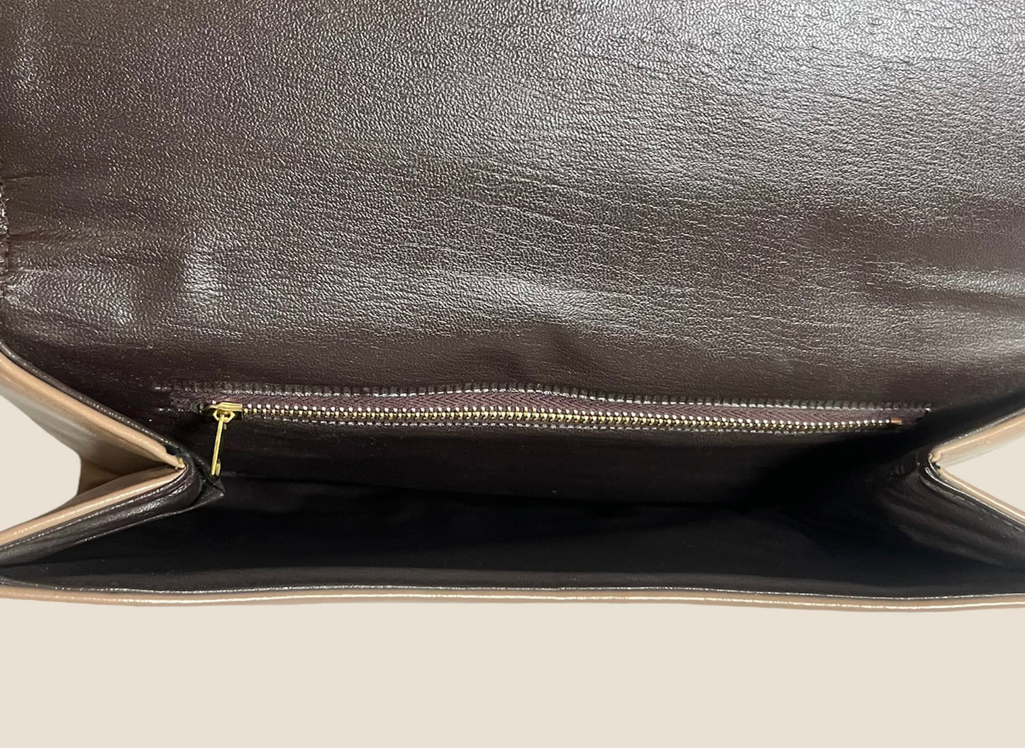 Vintage Beige Leather Shoulder Bag