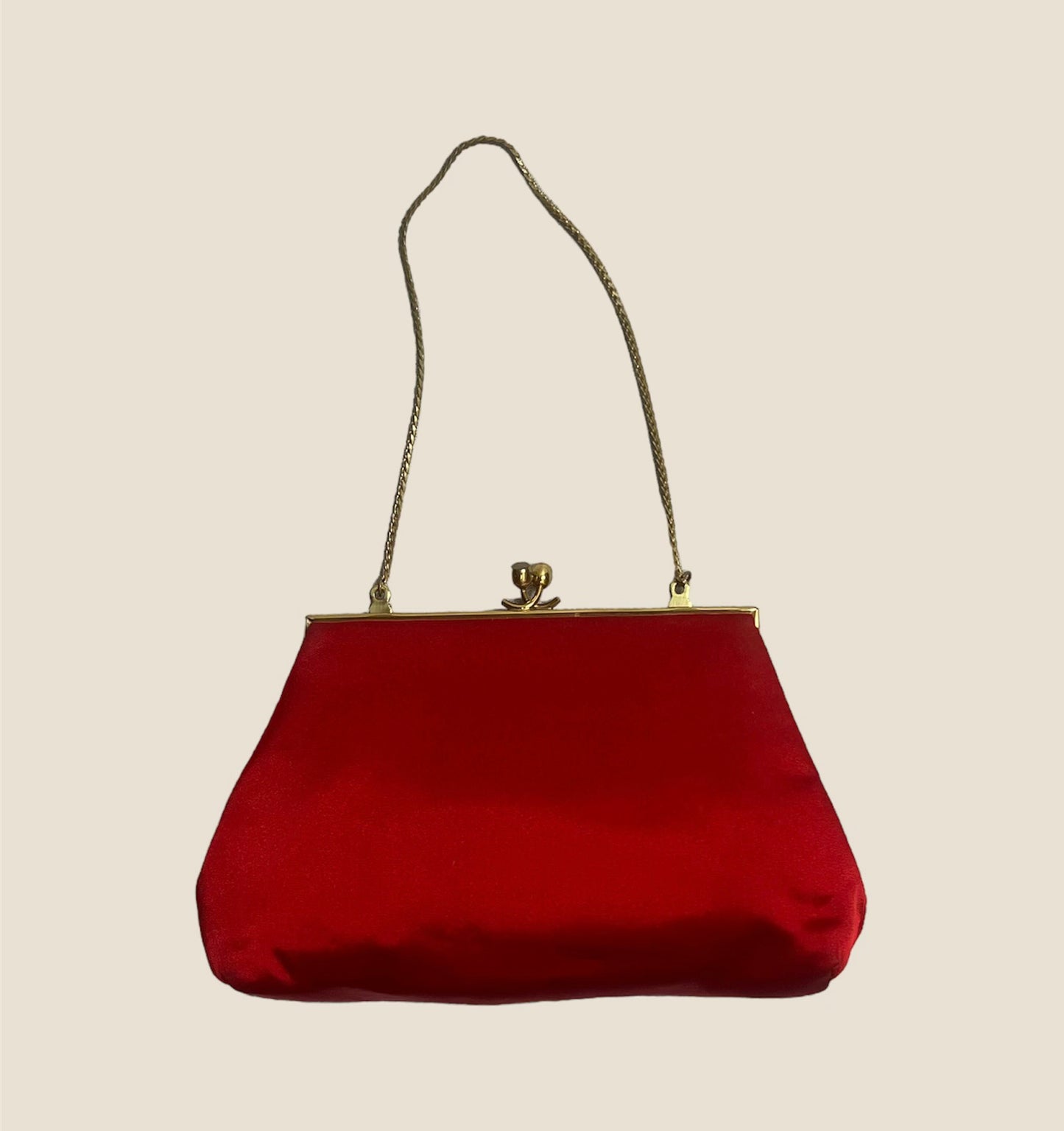 Vintage Red MM Satin Clutch Bag