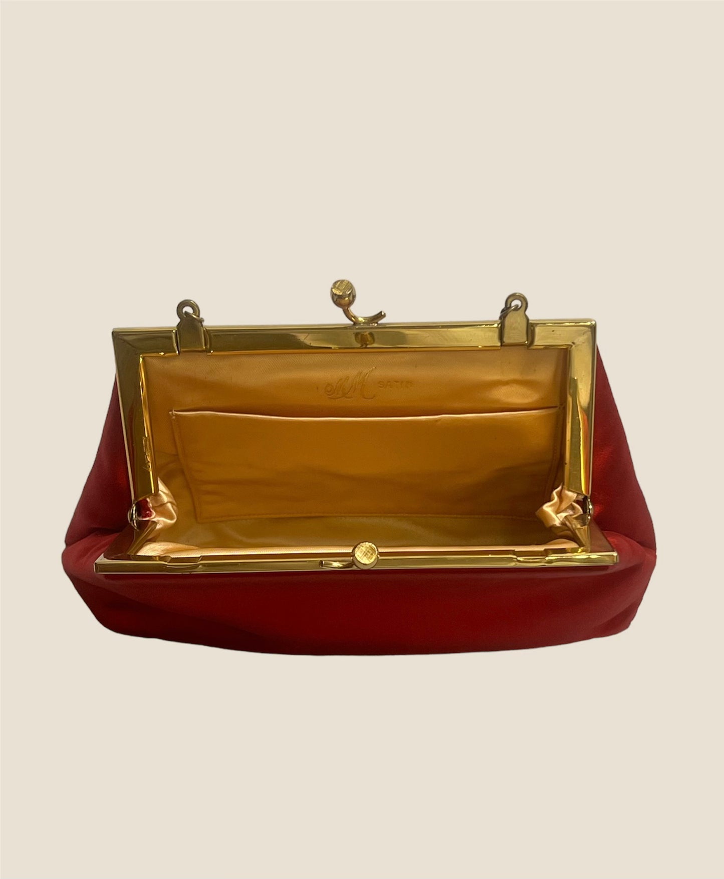 Vintage Red MM Satin Clutch Bag