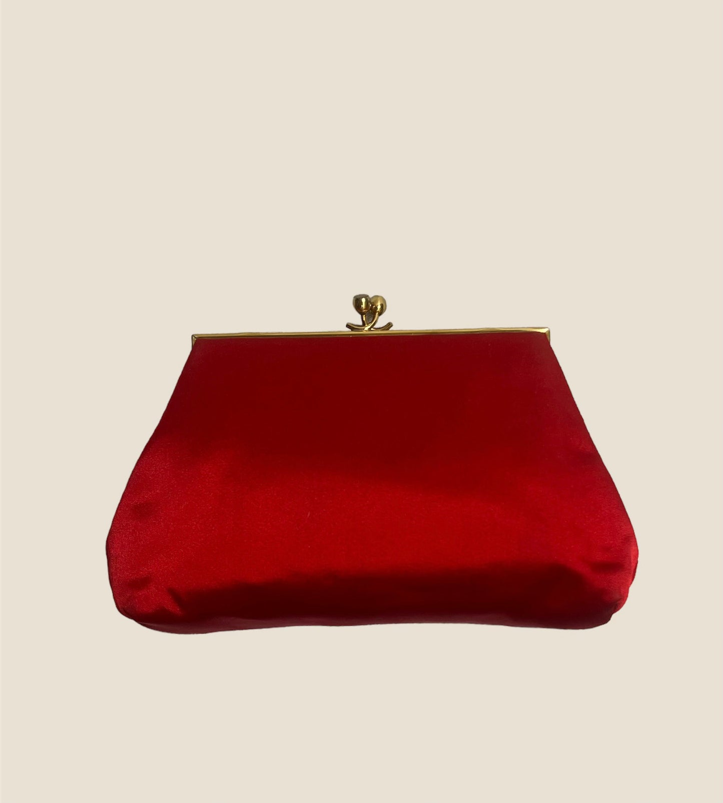 Vintage Red MM Satin Clutch Bag