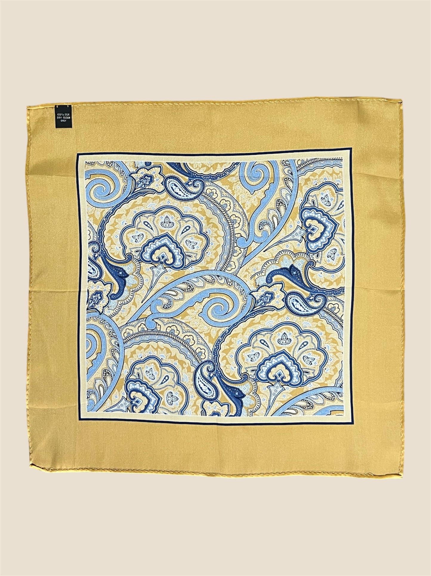 Blue and Yellow Paisley Silk Scarf