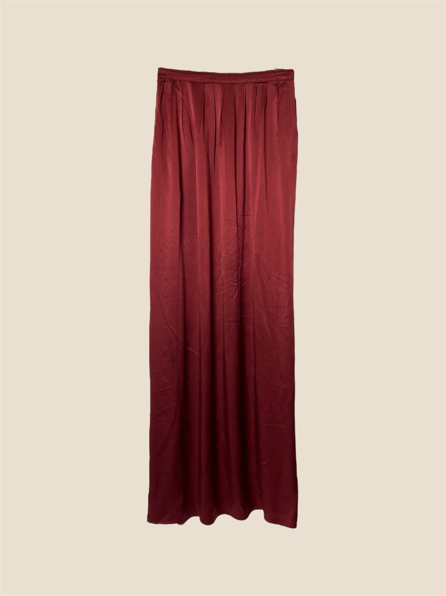 Vintage 100% Silk Burgundy Maxi Skirt