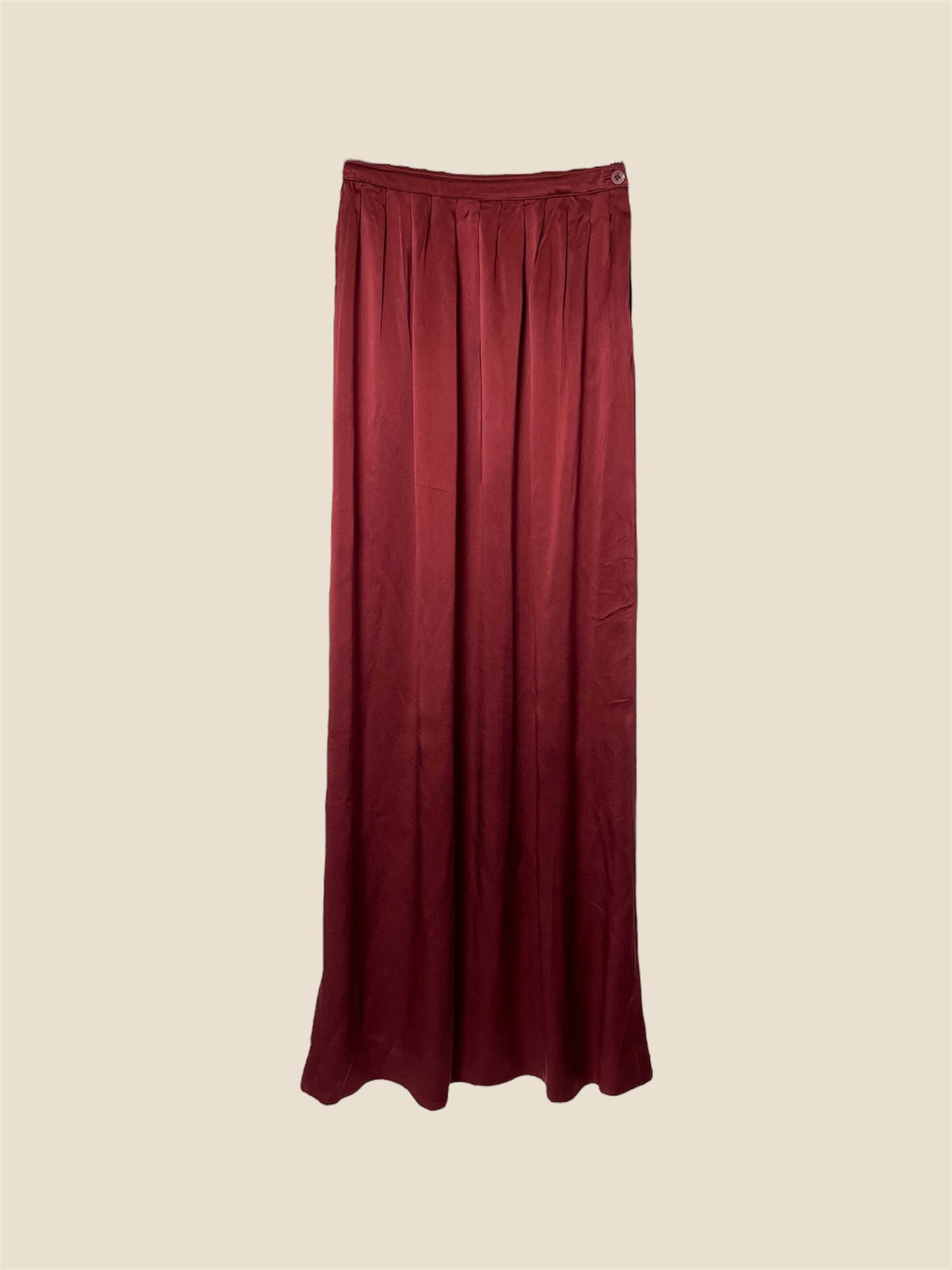Vintage 100% Silk Burgundy Maxi Skirt